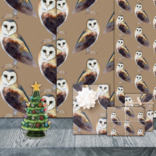Rustic Kraft Elegant Barn Owl Geschenkpapier Set (Rustic Kraft Elegant Barn Owl Christmas Holiday Gift Wrapping Paper Sheets Trio)
