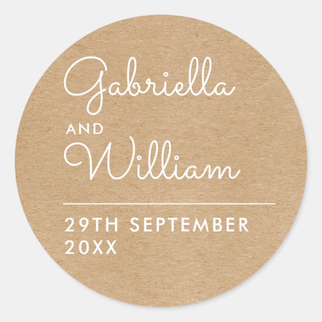 Rustic Kraft Elegant Script Fevor Runder Aufkleber (Vorderseite)