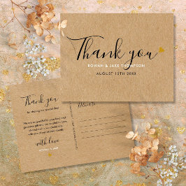 Rustic Kraft Elegant Script Vielen Dank Postkarte