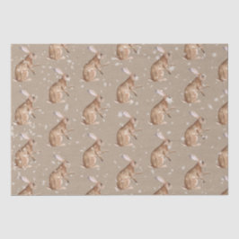 Rustic Kraft Elegant Snowy Winter Animals Hare Seidenpapier