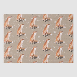 Rustic Kraft Elegant Snowy Winter Animals Red Fox Seidenpapier