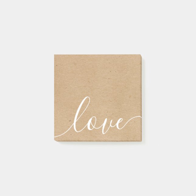 Rustic Kraft Elegante Script-Liebe Post-it Klebezettel (Vorderseite)
