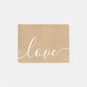 Rustic Kraft Elegante Script-Liebe Post-it Klebezettel