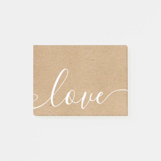 Rustic Kraft Elegante Script-Liebe Post-it Klebezettel (Vorderseite)