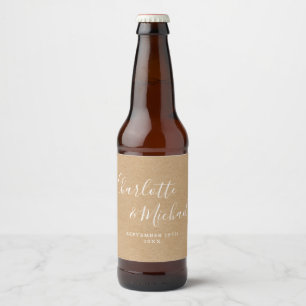 Rustic kraft elegante Signature Script Wedding Bierflaschenetikett