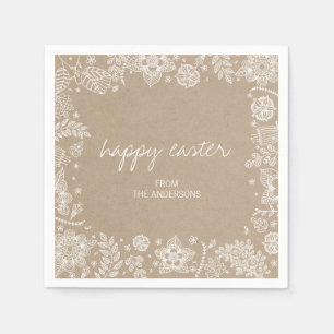 Rustic Kraft Floral Happy Oaster Paper Napkin Serviette