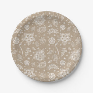 Rustic Kraft Floral Oaster Paper Plate Pappteller