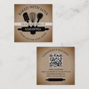 Rustic Kraft gebacken mit Liebe QR Code Vielen Dan Quadratische Visitenkarte