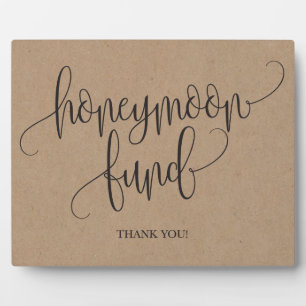 Rustic Kraft Honeymoon Fund Wedding Sign Fotoplatte