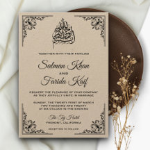 Rustic Kraft Islamische Hochzeit Einladung