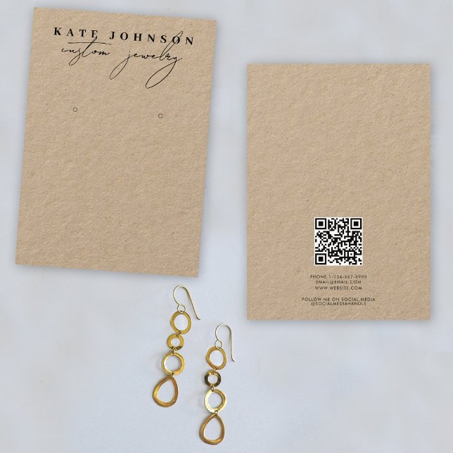 Rustic Kraft Jewelry Holder erhält Ausstellungsskr Visitenkarte (Rustic Kraft Jewelry Holder Earring Display Script Business Card)