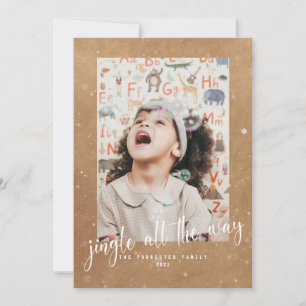 Rustic Kraft Jingle All The Way Schrift 2 Foto Karte