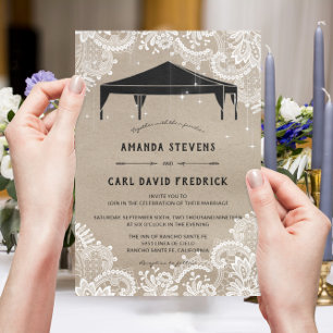 Rustic Kraft Lace Outdoor Zent Wedding Einladung