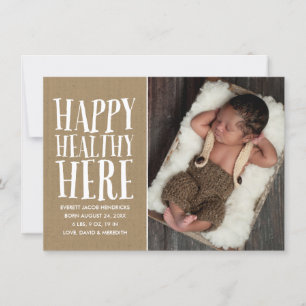 Rustic Kraft Letting Foto Geburtserklärung Ankündigung