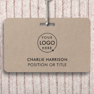 Rustic Kraft Logo Mitarbeiter-ID Minimalistische Ausweis