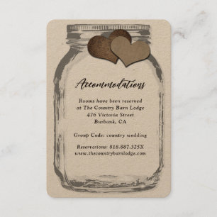 Rustic Kraft Mason Jar Herz Unterkunftskarte Begleitkarte