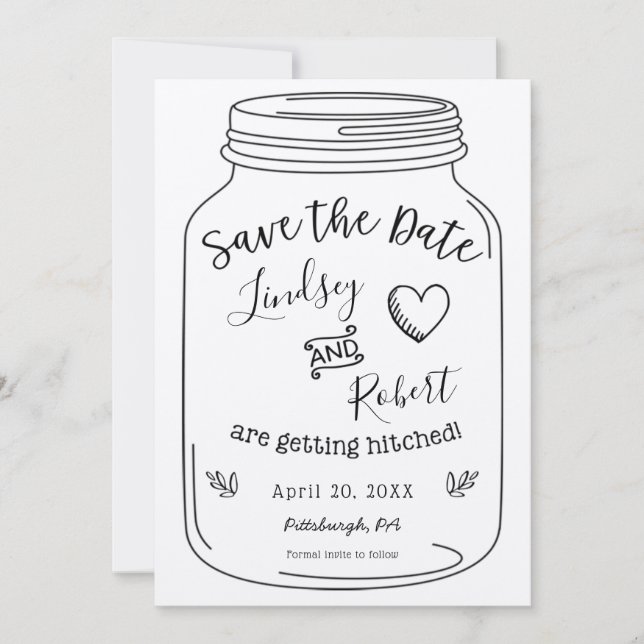 Rustic Kraft Mason Jar Save the Date Einladung (Vorderseite)