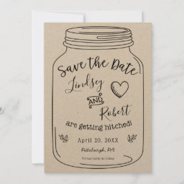 Rustic Kraft Mason Jar Save the Date Einladung