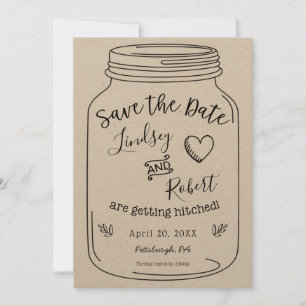 Rustic Kraft Mason Jar Save the Date Einladung