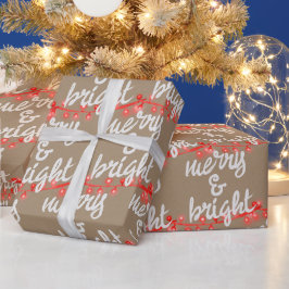 Rustic Kraft Merry & Bright Fügen Sie Ihren Gruß h Geschenkpapier