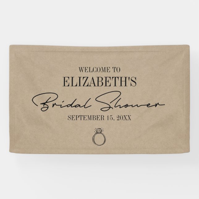 Rustic Kraft Modernes Script Brautparty Willkommen Banner (Horizontal)