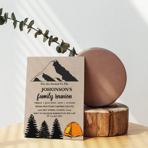 Rustic Kraft Mountains Camping Family Wiedersehen Einladung