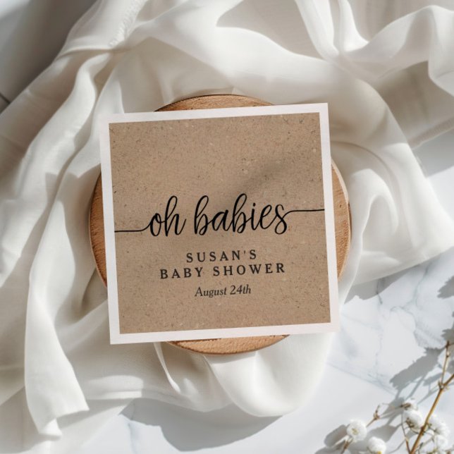 Rustic Kraft Oh Babies Twins Dusche Personalisiert Serviette (Von Creator hochgeladen)