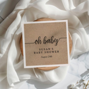 Rustic Kraft Oh Baby Dusche Personalisiert Serviette
