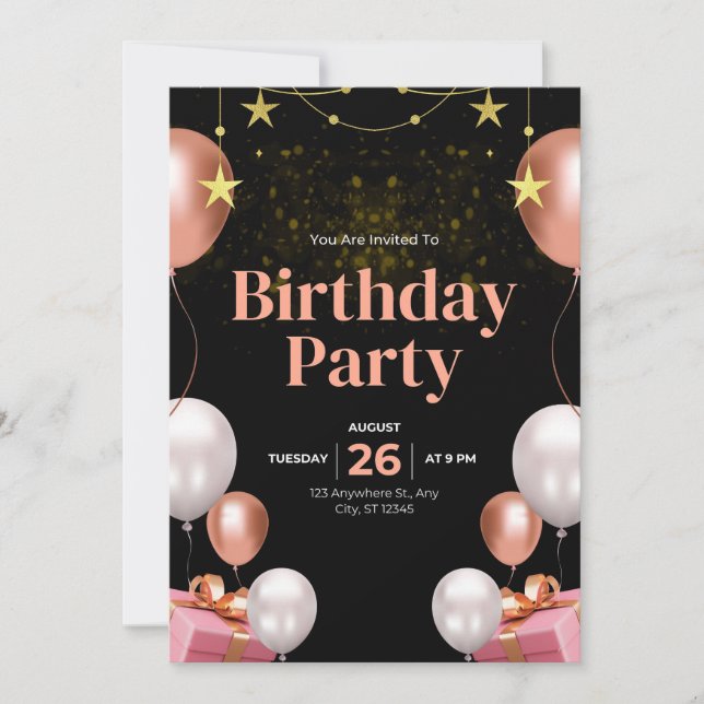 Rustic Kraft Paper Birthday Einladung - Vintag P (Vorderseite)