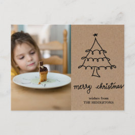 Rustic Kraft Paper Christmas Tree Typografy Foto Feiertagspostkarte