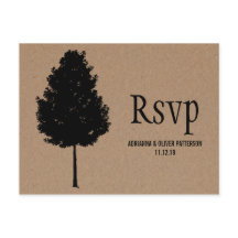 Rustic Kraft Paper Forest Tree Wedding RSVP