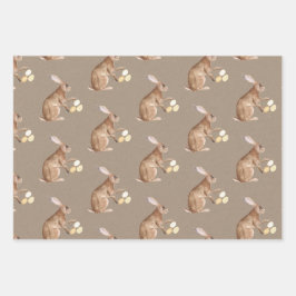 Rustic Kraft Paper Oaster Bunny Egg Hunt Geschenkpapier Set