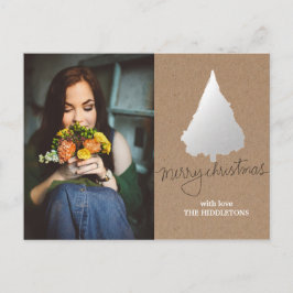 Rustic Kraft Paper Silver Christmas Tree Foto Feiertagspostkarte