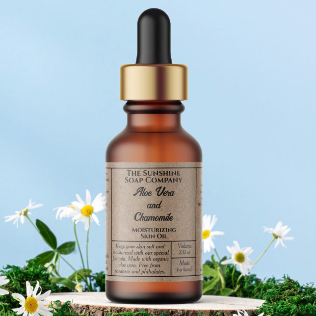 Rustic kraft paper simple dropper bottle label adressaufkleber (Von Creator hochgeladen)