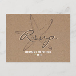 Rustic Kraft Paper Starfish Nautical Wedding RSVP Einladungspostkarte