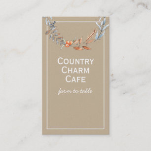 Rustic Kraft Paper Watercolor Blätter Berries Visitenkarte