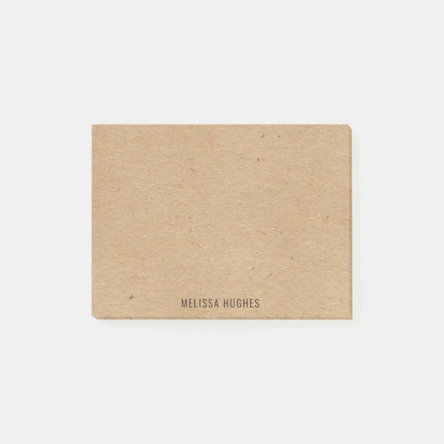 Rustic Kraft Papier Chic Personalisiert Post-it Klebezettel (Vorderseite)