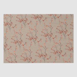 Rustic Kraft Red Ilex Berry Branches Seidenpapier