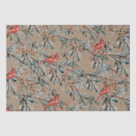 Rustic Kraft Red Kardinal Juniper Branches Berries Seidenpapier