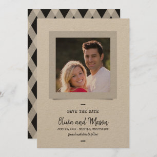 Rustic Kraft Schrift Script-Foto Save the Date