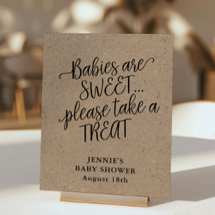 Rustic Kraft Script Baby Dusche Gefallen Display Poster