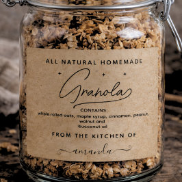 Rustic kraft Script Homemade Granola Label Rechteckiger Aufkleber