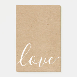 Rustic Kraft Script-Liebe Post-it Klebezettel