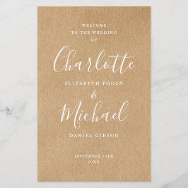 Rustic Kraft Signature Script Wedding Program
