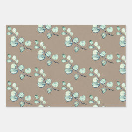 Rustic Kraft Silver Green Eucalyptus Sprigs Geschenkpapier Set