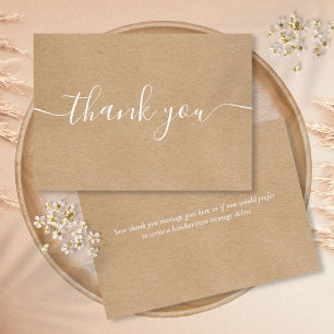 Rustic Kraft Simple Elegant White Script Dankeskarte