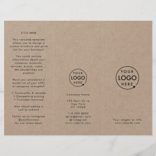 Rustic Kraft Simple Logo Trifold Broschüre