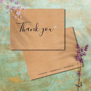Rustic Kraft Simple Script Business Thank You Postkarte