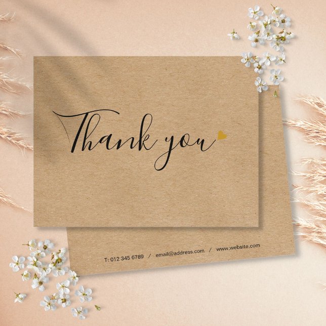 Rustic Kraft Simple Script Business Vielen Dank Postkarte (Rustic Kraft Simple Script Business Thank You Postcard)
