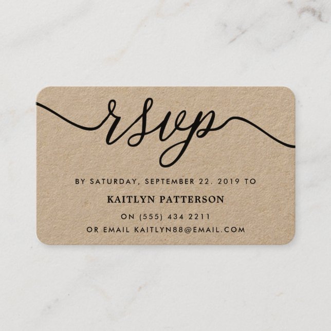 Rustic Kraft Simple Script UAWG Visitenkarte (Vorderseite)